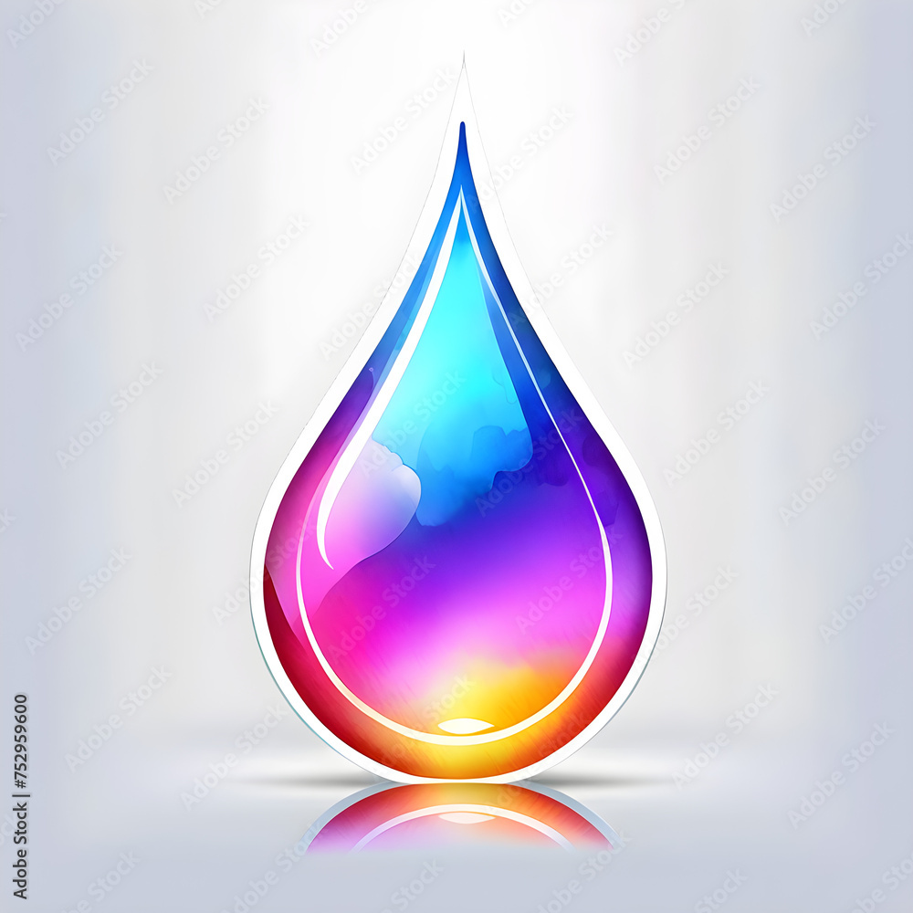 Fototapeta premium Glowing Neon Water Droplet: Icon of Radiance.(Generative AI)