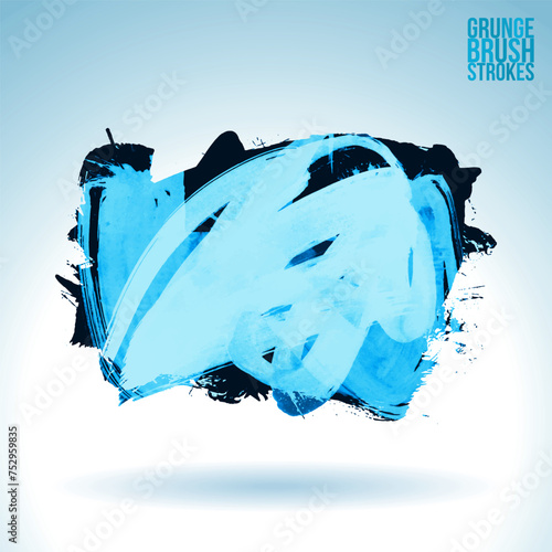 Blue brush stroke and texture. Grunge vector abstract hand - painted element.