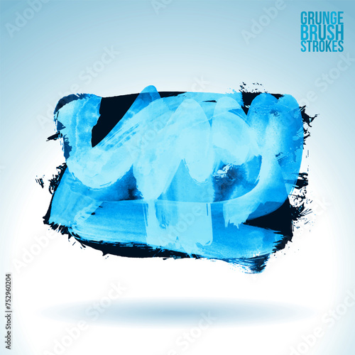 Blue brush stroke and texture. Grunge vector abstract hand - painted element.
