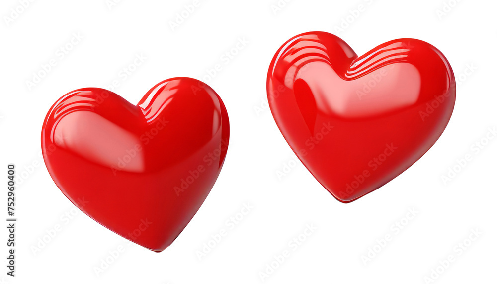 two hearts isolated on transparent background cutout