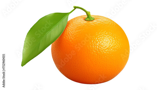 orange with leaf isolated on transparent background cutout