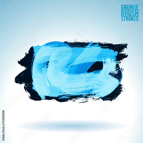 Blue brush stroke and texture. Grunge vector abstract hand - painted element.