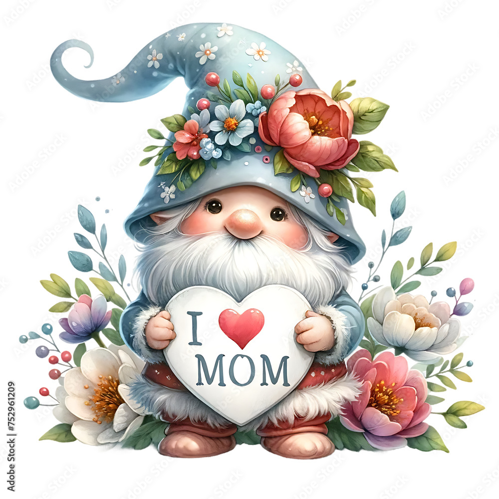 Obraz premium Mother’s Day Gnome Mother’s Day Clipart t-shirt design PNG for mom and mummy
