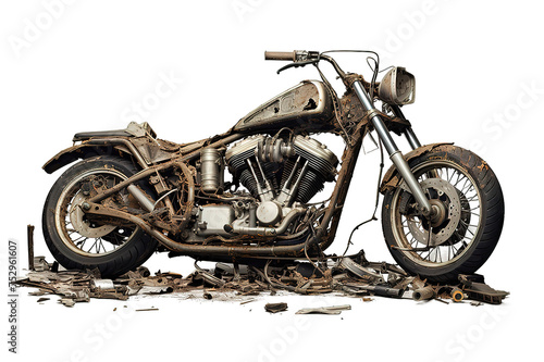 Illustration of a vintage motorcycle isolated on a Transparent background. Generative AI