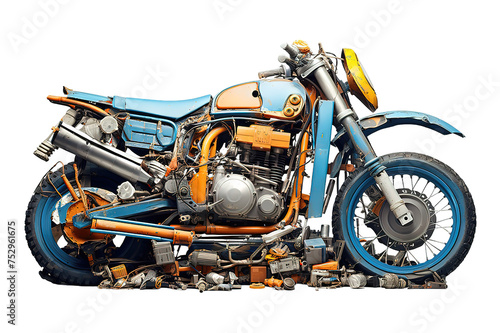 Illustration of a vintage motorcycle isolated on a Transparent background. Generative AI
