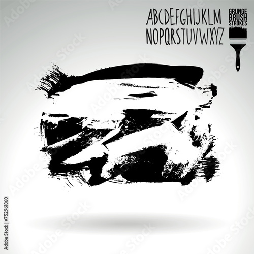 Black brush stroke and texture. Grunge vector abstract hand - painted element.