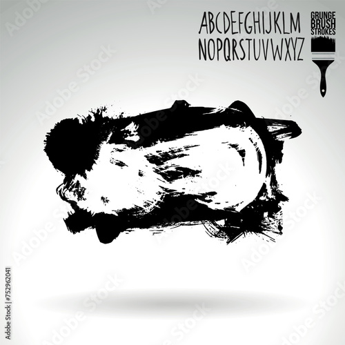 Black brush stroke and texture. Grunge vector abstract hand - painted element.