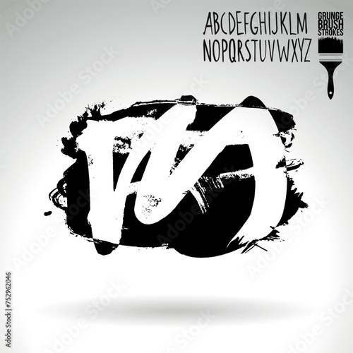 Black brush stroke and texture. Grunge vector abstract hand - painted element.