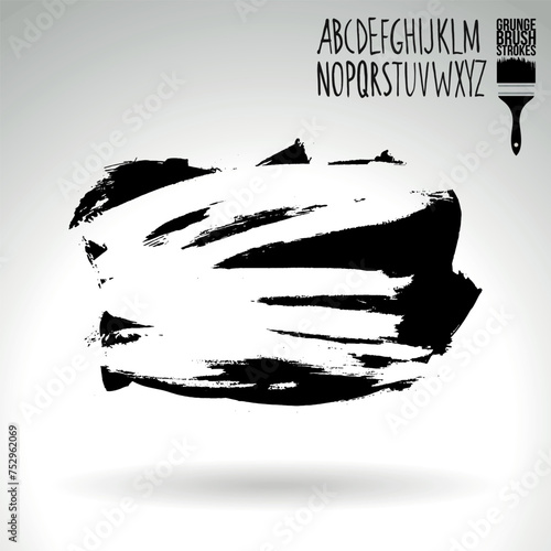 Black brush stroke and texture. Grunge vector abstract hand - painted element.