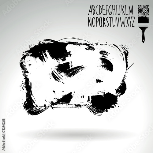 Black brush stroke and texture. Grunge vector abstract hand - painted element.