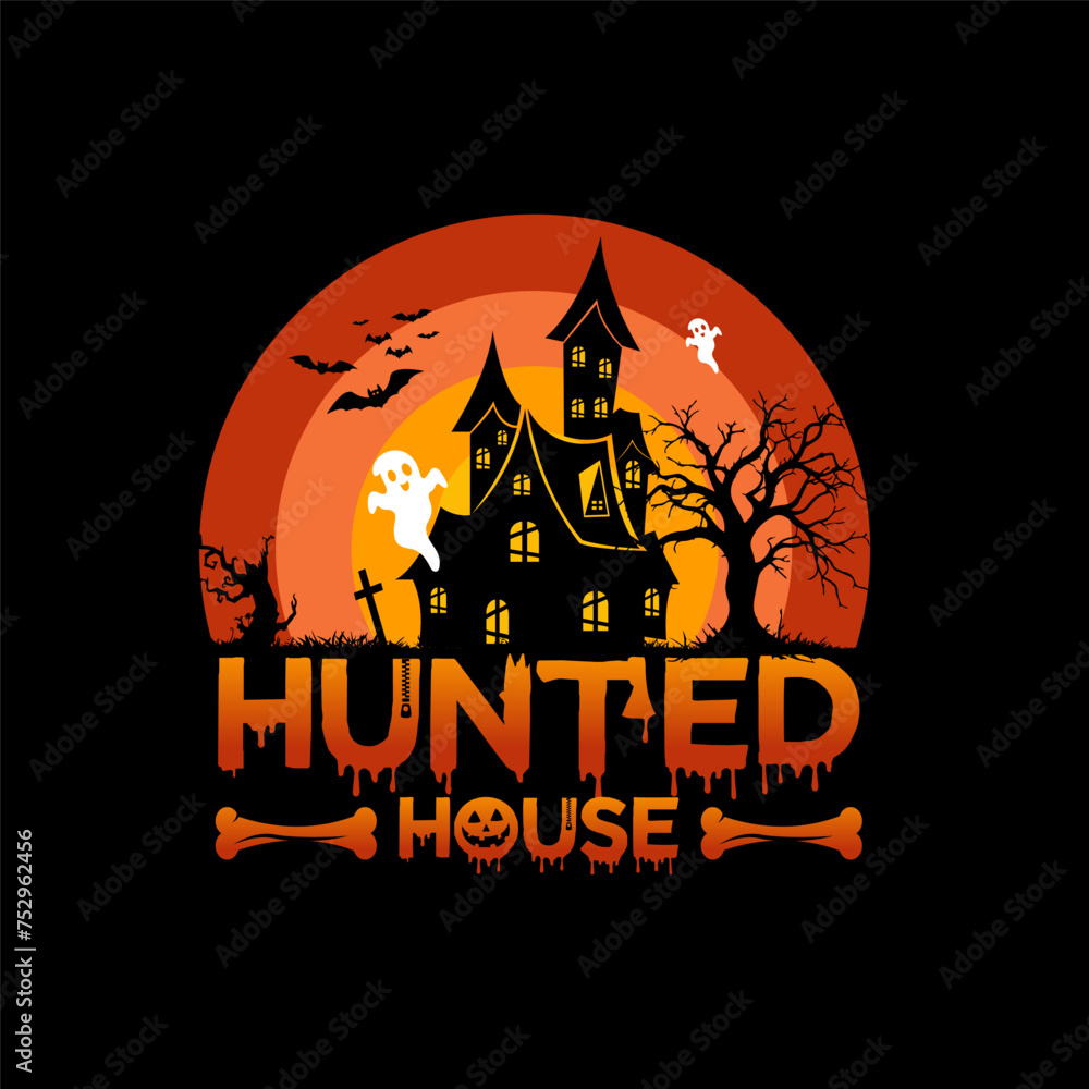 Ghost hunted House halloween t shirt design