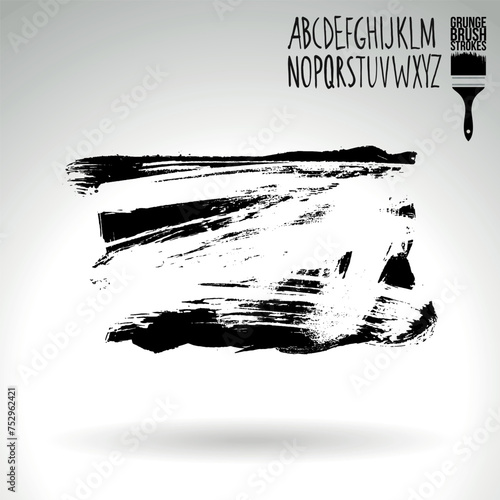 Black brush stroke and texture. Grunge vector abstract hand - painted element.