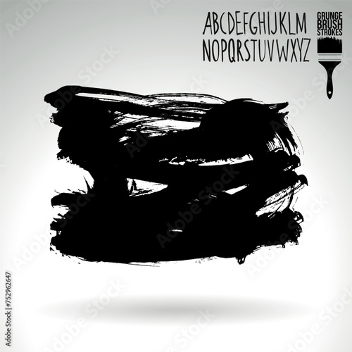 Black brush stroke and texture. Grunge vector abstract hand - painted element.