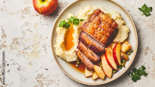 Gourmet Pork Belly with Cider and Apple Garnish