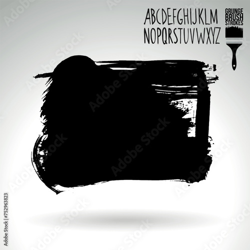 Black brush stroke and texture. Grunge vector abstract hand - painted element.