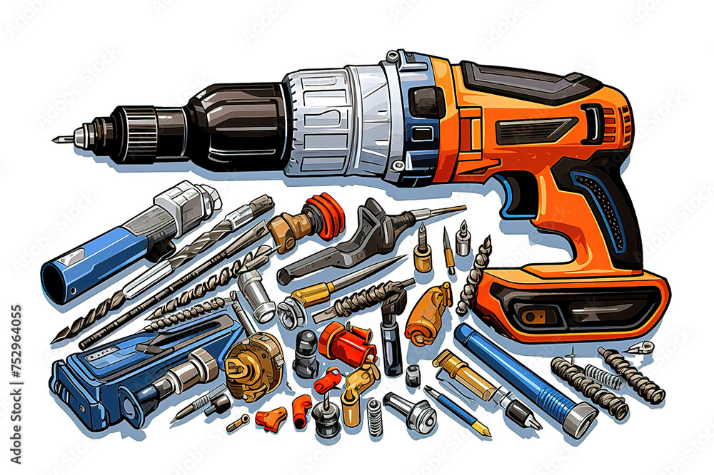 Isolated bolt, screw, nut and washer, spring, gear or cogwheel with bearings. isolated on a Transparent background. Generative AI Isolated bolt, screw, nut and washer, spring, gear or cogwheel with bearings. isolated on a Transparent background. Generative AI