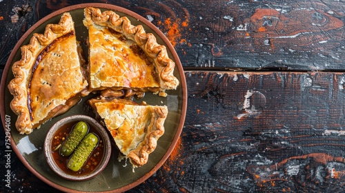 Traditional Pork Pie with Crisp Pastry and Pickles