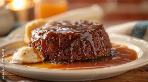 Gourmet Sticky Toffee Pudding with Sauce and Ice Cream