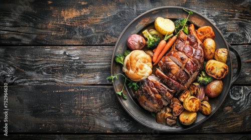 Hearty Sunday Roast Platter with Crispy Potatoes and Gravy