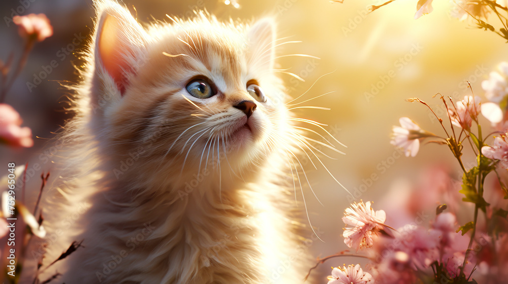 The Graceful Kitty: A Beautiful Blossom in the Sunlight created with Generative AI technology
