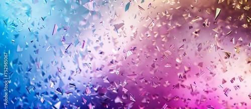 A colorful background with a lot of broken glass. The broken glass is scattered all over the background, creating a sense of chaos and disorder. The colors of the background are purple, blue, and pink