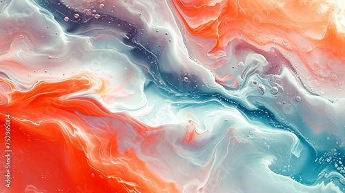 Fluid Fusion: A vibrant blend of red, white, orange, and blue in high-definition flow created with Generative AI technology.