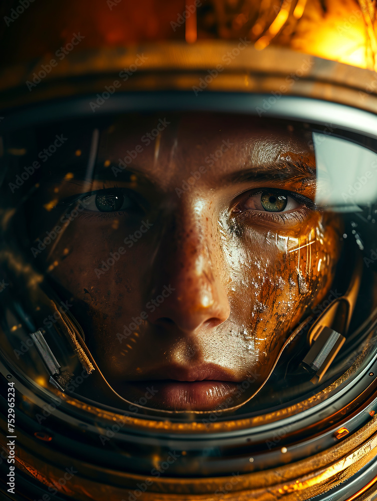 Exploring the Cosmos: Astronaut on Mars Helmet Closeup Portrait created with Generative AI technology Exploring the Cosmos: Astronaut on Mars Helmet Closeup Portrait created with Generative AI technology
