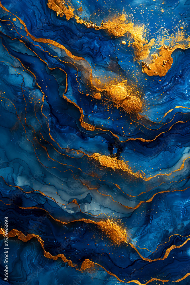 Golden Flow: A Velvety Sky of Intricate Illustrations, created with Generative AI technology