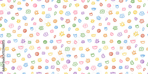 Wallpaper Mural Cute hand drawn doodle flower set. Vector colorful seamless pattern Torontodigital.ca