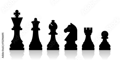 Chess pieces vector mind game strategy illustration