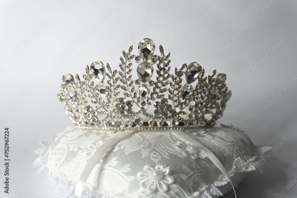 Tiara crown bride women's wedding with white stones vector illustration Tiara crown bride women's wedding with white stones vector illustration
