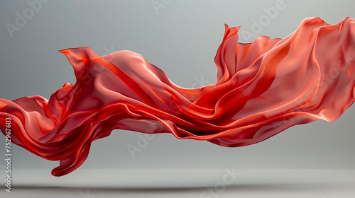 Ethereal Elegance: Floating Red Cloth in 8K Ultra HD on a Grey Neutral Background created with Generative AI technology