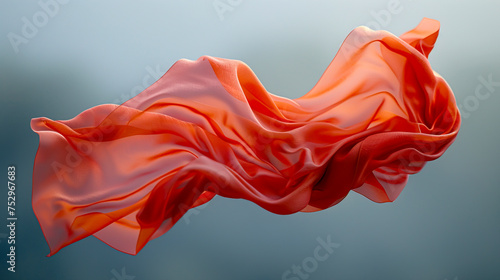 Ethereal Elegance: Floating Red Cloth in 8K Ultra HD on Grey Neutral Background created with Generative AI technology