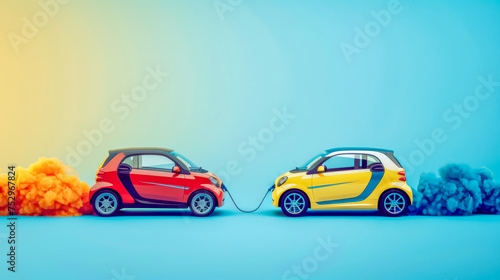 Colorful toy cars with contrasting smoke © edojob