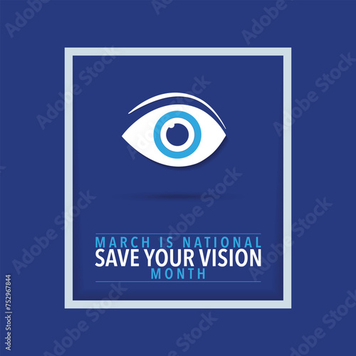 March is save your vision month. background, banner, card, poster, template. Vector illustration.