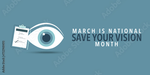 March is save your vision month. background, banner, card, poster, template. Vector illustration.