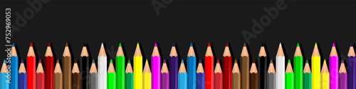 Colored pencils Crayons laying in row. Wave line made by pencil tips. Set of crayons for illustrations, art, studying. Ready for school stuff Back to school illustration vector