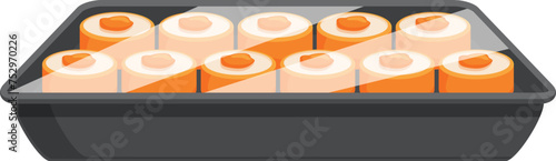 Fast food sushi delivery icon cartoon vector. Japan food. Asian meal takeout