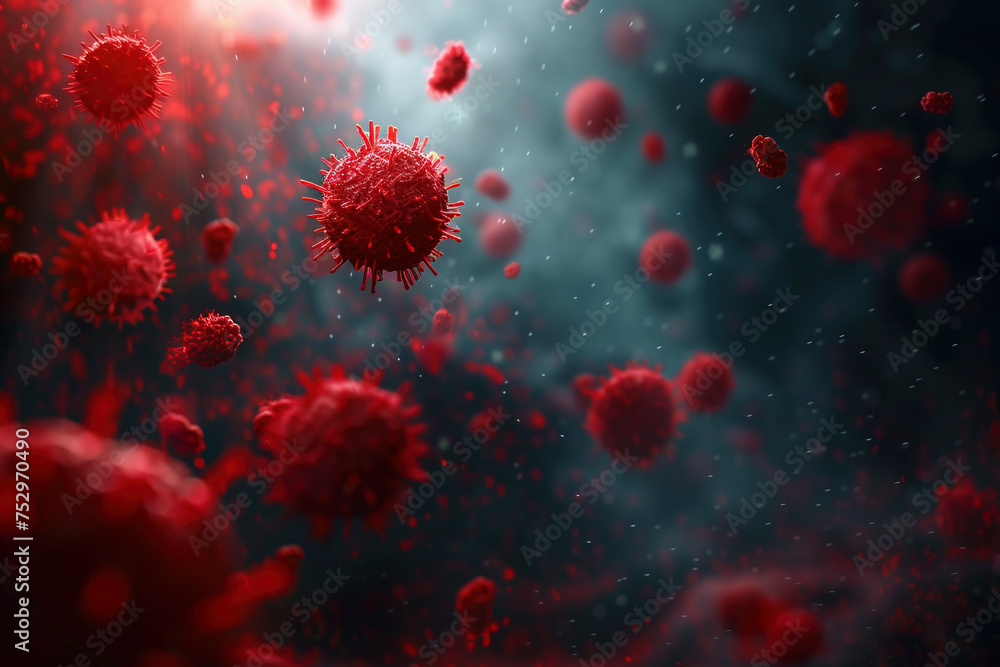 Red Virus Balls in the Background: Created with Generative AI Technology Red Virus Balls in the Background: Created with Generative AI Technology