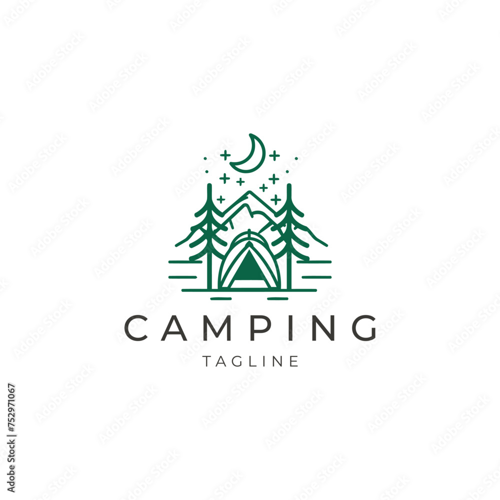 Camping logo vector icon design template