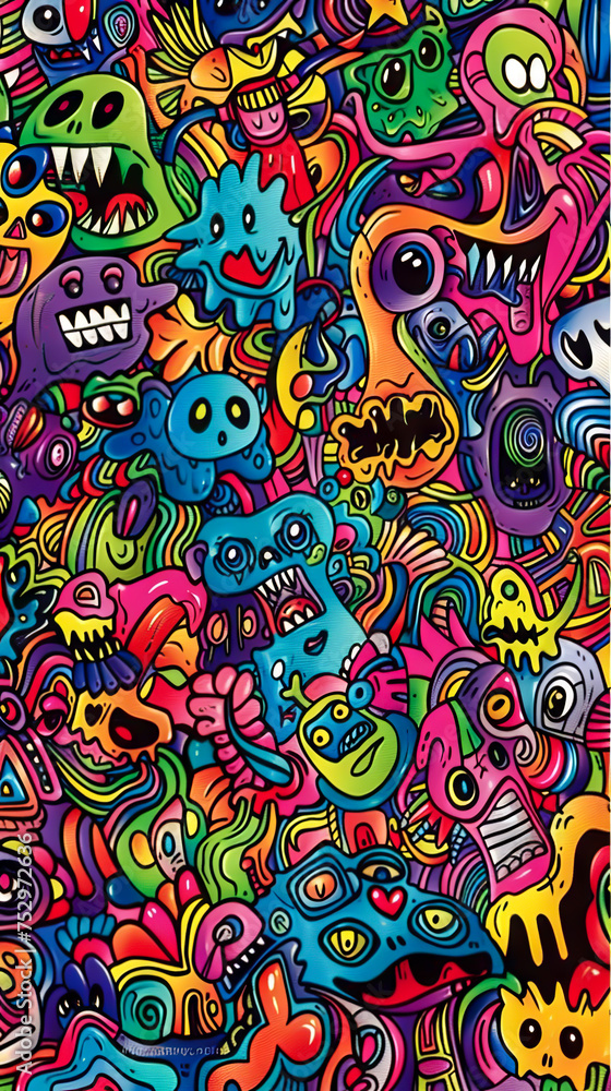 A colorful array of doodles and sketches, perfect for sparking creativity, mobile phone wallpaper