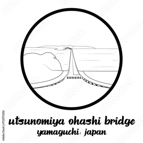 Circle Icon Utsunomiya Ohashi Bridge. Vector illustration