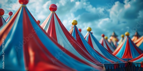 Creating a Color Scheme for Circus-Themed Promotions: White, Blue, and Red Palette. Concept Circus-Themed Promotions, Color Scheme, White, Blue, Red Palette