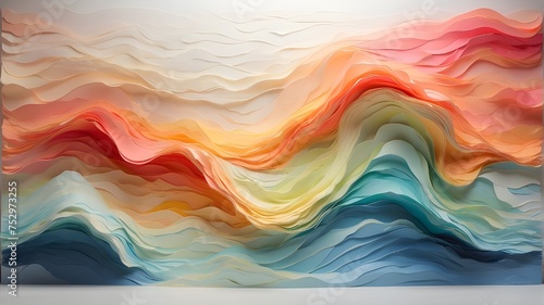 abstract background with waves, Cascading waves of translucent gradients, shaping an ephemeral abstract cascade 