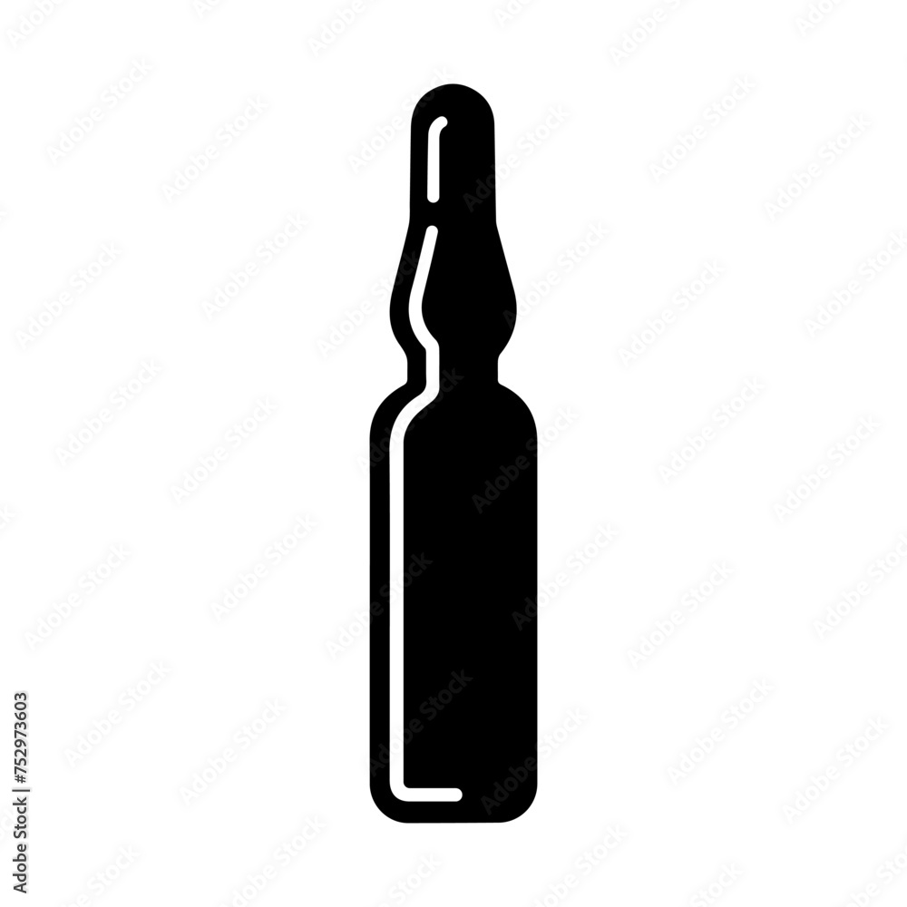Medical ampoule icon. Black full ampoule silhouette. Glass medical ampoule symbol. Medical ampoule icon. Black full ampoule silhouette. Glass medical ampoule symbol.