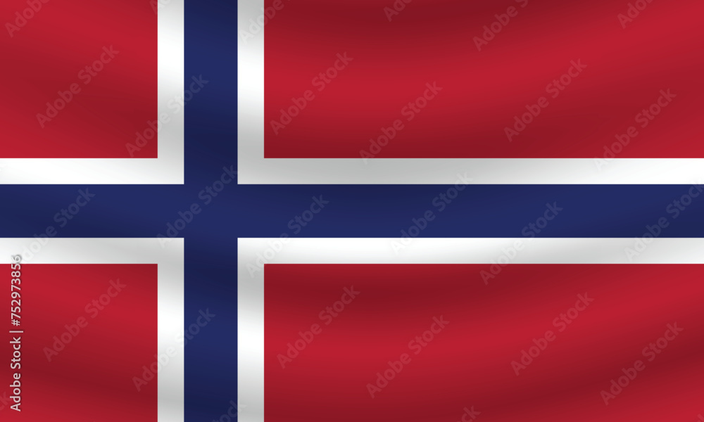 Obraz premium Flat Illustration of Norway flag. Norway national flag design. Norway Wave flag. 