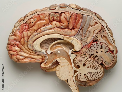 Cross-section of the human brain, showing the cerebral cortex, hippocampus, 