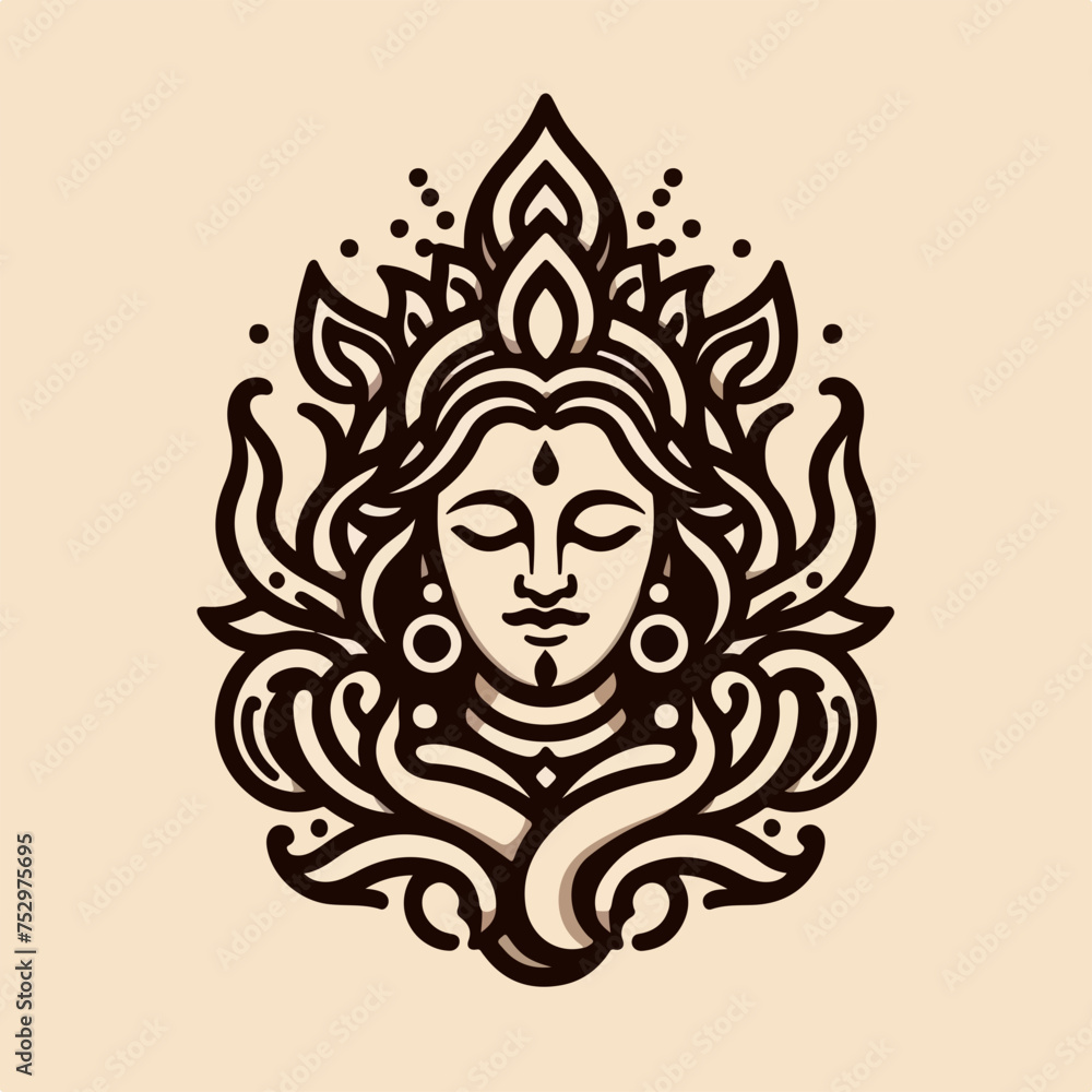 Hindu God Brahma Illustration icon logo sticker tattoo vector.
