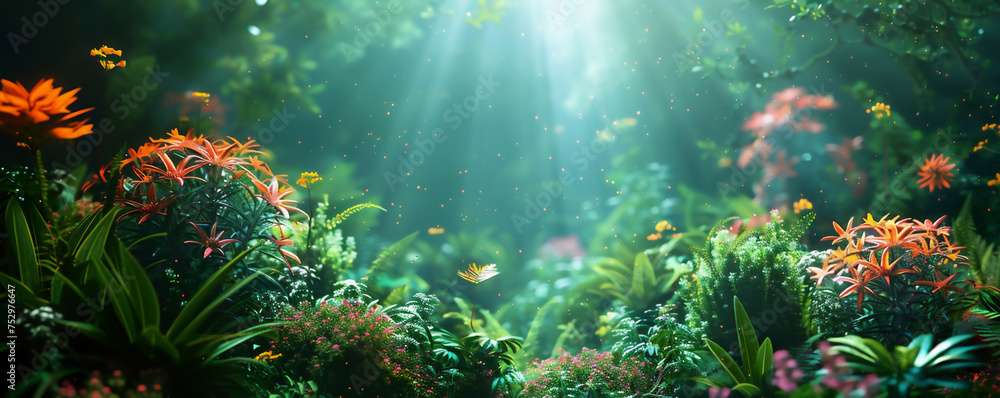 Lush alien flora under the soft glow of a binary star system, showcasing the potential diversity of life in the universe, a blend of astrobiology and art