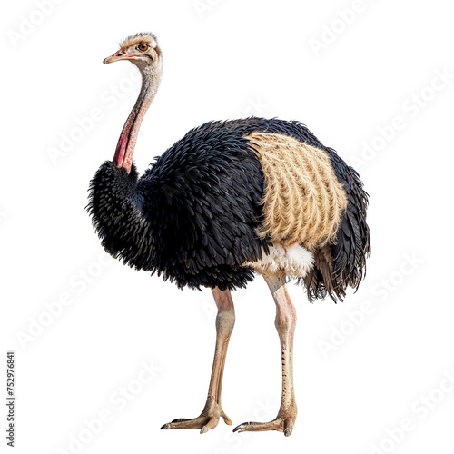 Isolated Ostrich Standing Side View